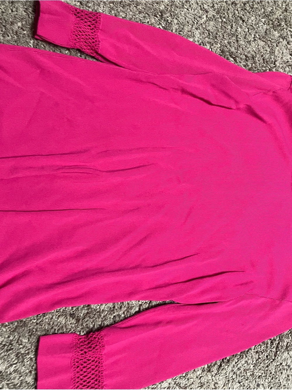 Finity Hot Pink Long Sleeve Knit Top with Crochet Cuffs